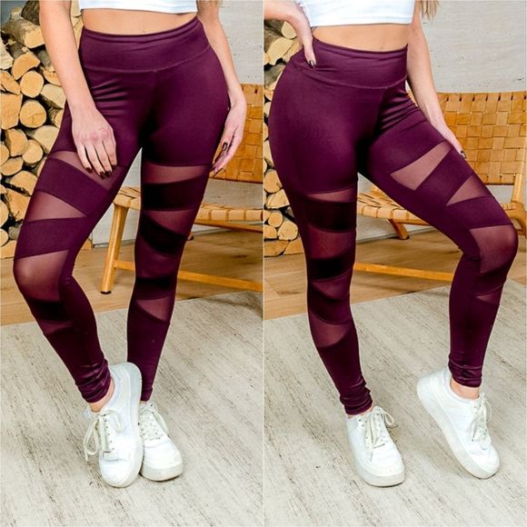 Compression Leggings With Mesh Detail - Picture 1 of 8